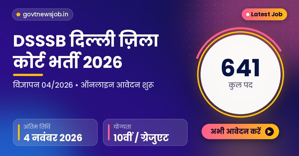 DSSSB Recruitment 2026 दिल्ली ज़िला कोर्ट 641 पद नोटिफिकेशन