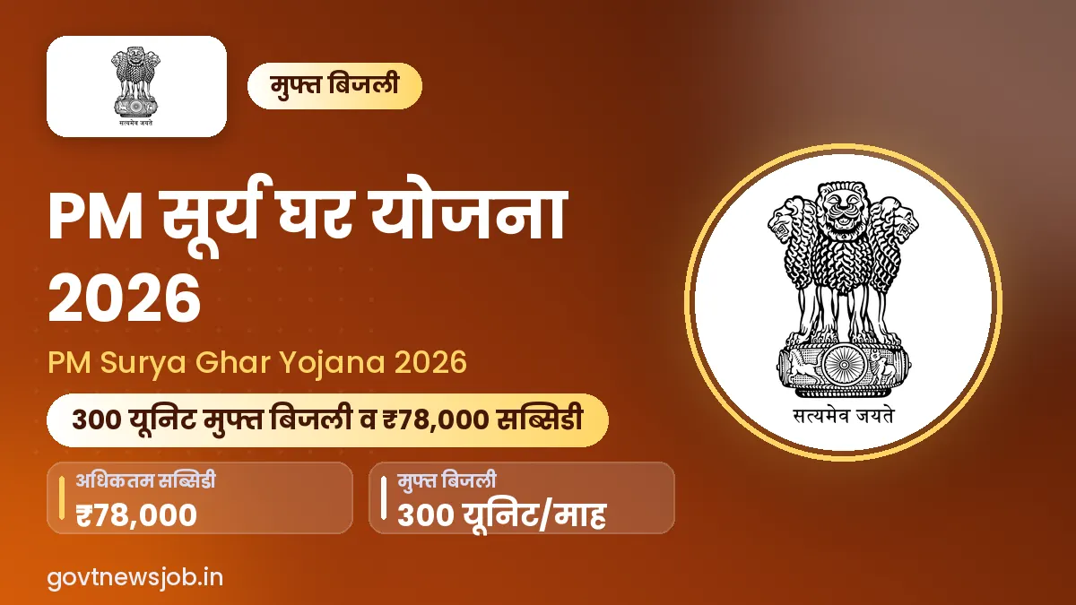 PM Surya Ghar Yojana 2026 – पीएम सूर्य घर योजना रूफटॉप सोलर सब्सिडी