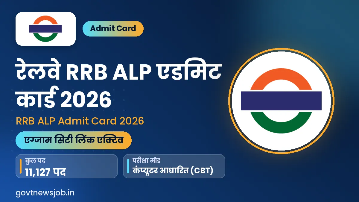 RRB ALP Admit Card 2026 – रेलवे एएलपी एडमिट कार्ड व परीक्षा शहर सूचना