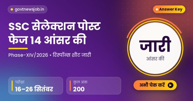 SSC Selection Post Phase 14 Answer Key 2026 Out: Response Sheet